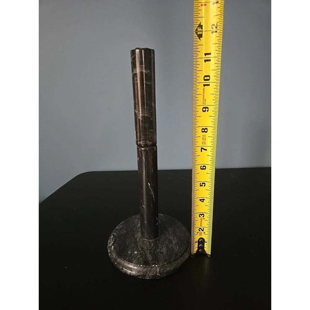Vintage Black Gray Marble Free Standing Countertop Paper Towel Holder 12 inch